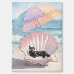 Imán Magnate de playa para gato negro y caprichoso