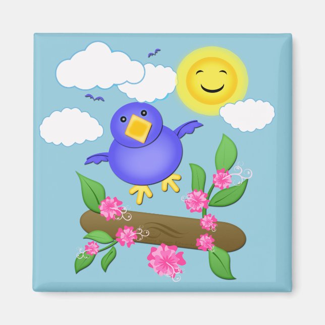 Imán Magnate de primavera de la Felicidad de los Aves A (Frente)