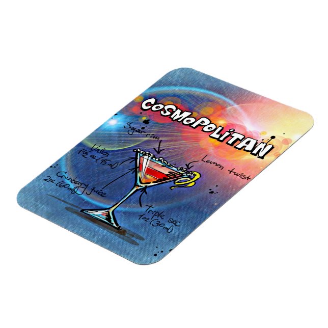 Imán Magnate de Receta Cosmopolita de Bebida de Cóctel (Lado Izquierdo)