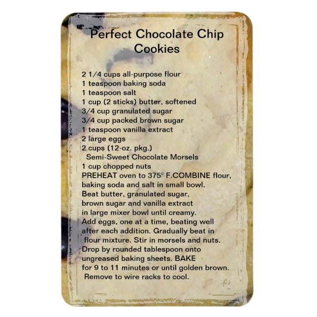 Imán Magnate de recetas de galletas de chocolate (Vertical)