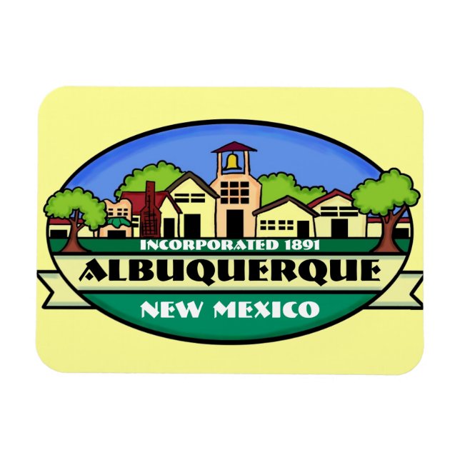 Imán Magnate de recuerdo de ciudad de Albuquerque Nuevo (Horizontal)