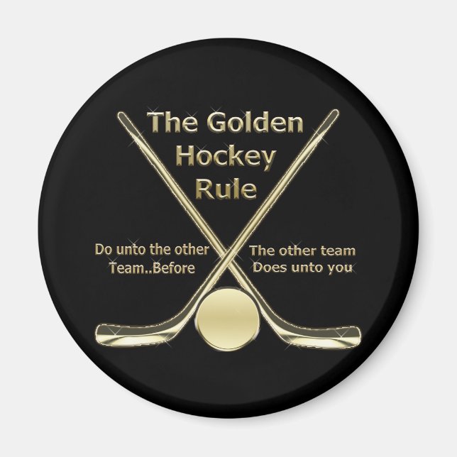 Imán Magnate de reglas de hockey dorado (Frente)