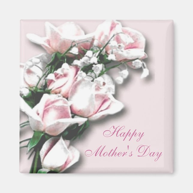 Imán Magnate de rosas rosadas blandas (Frente)