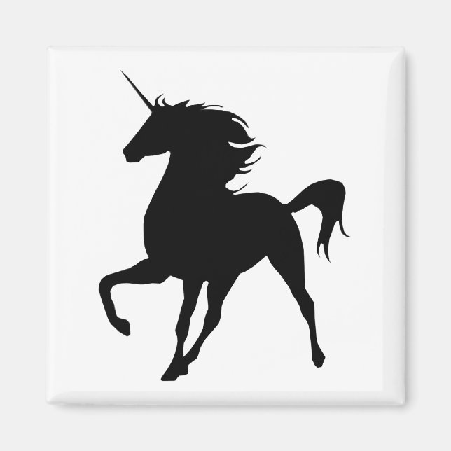Imán Magnate de silueta de Unicornio negro (Frente)