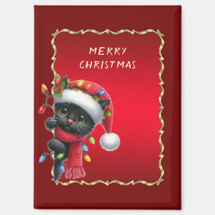 Imán Magnate de vacaciones para gato negro de navidades