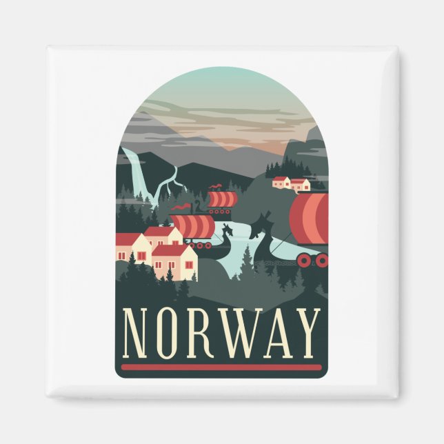 Imán Magnate de viajes por paisajes de Noruega (Frente)