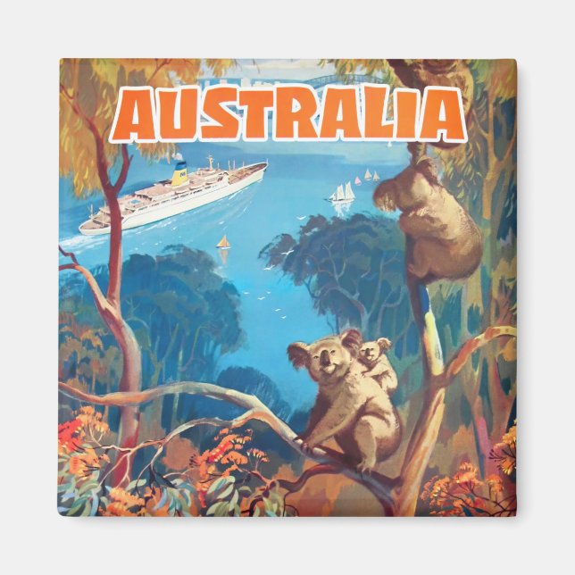 Imán Magnate de viajes vintage de Australia (Frente)