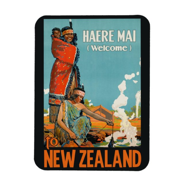 Imán Magnate de viajes vintage de Nueva Zelanda (Vertical)