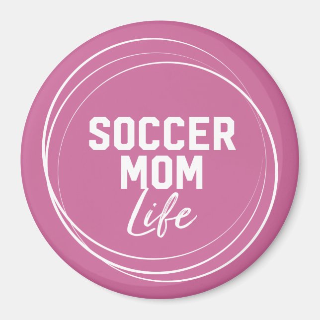 Imán Magnate de vida de mamá de fútbol - rosa (Frente)