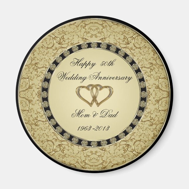 Imán Magnate del Aniversario del Boda Dorado (Frente)