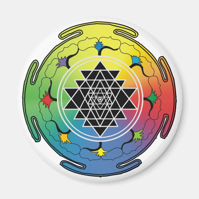 Imán Magnate del arcoiris de Sri Yantra (Frente)