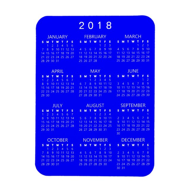 Imán Magnate del calendario 2018 - Azul (Vertical)