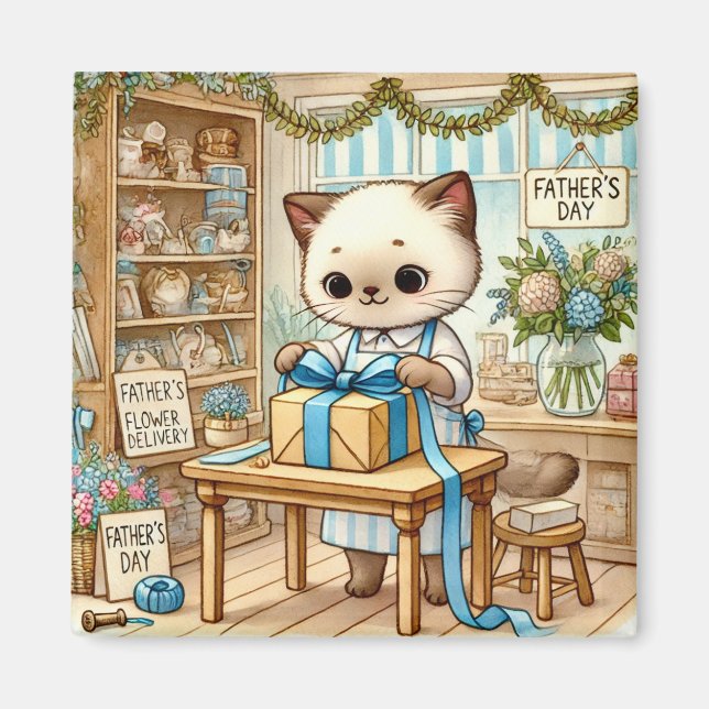 Imán Magnate del Día del Padre del Gato para los felino (Frente)