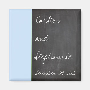 Imán Magnate del Favor de la Boda Azul de Chalkboard