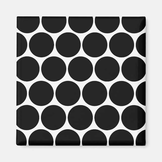 Imán Magnate Del Patrón De Puntos De Polka Blanco Y Neg (Frente)