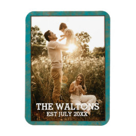 Imán Magnate Elegante De Cobre Y Fotograma Verde azulad