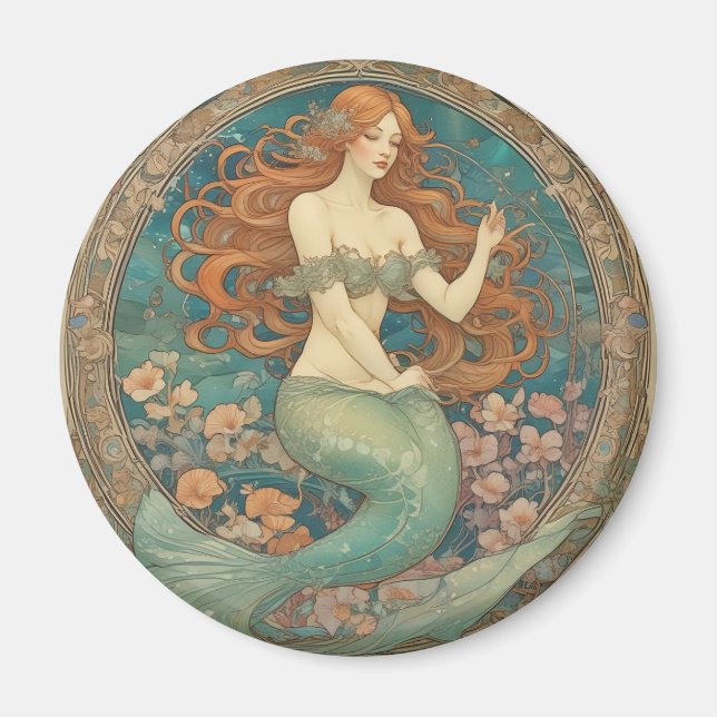 Imán Magnate estilo Mucha de la Sirena (Frente)