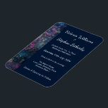 Imán Magnate flexible de invitación a boda elegante<br><div class="desc">Imán de Invitación a Boda Flexible. Bonita Lavanda Elegante y Invitaciones a la Boda Azul Oscura. Un fondo azul índigo oscuro con un toque de lavanda y encaje que crea una invitación impresionante. Personaliza esta invitación de boda para convertirla en tu propia.</div>