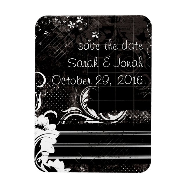 Imán Magnate flexible elegante y blanco negro (Vertical)