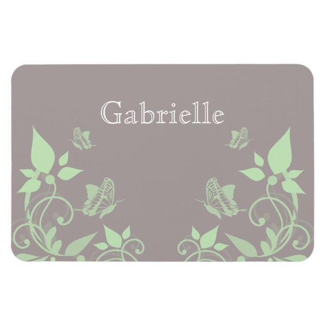 Imán Magnate floral de mariposa verde (Horizontal)