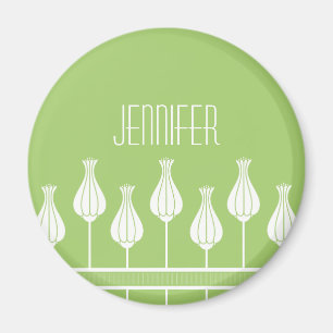 Imán Magnate floral Lime Green Art Deco