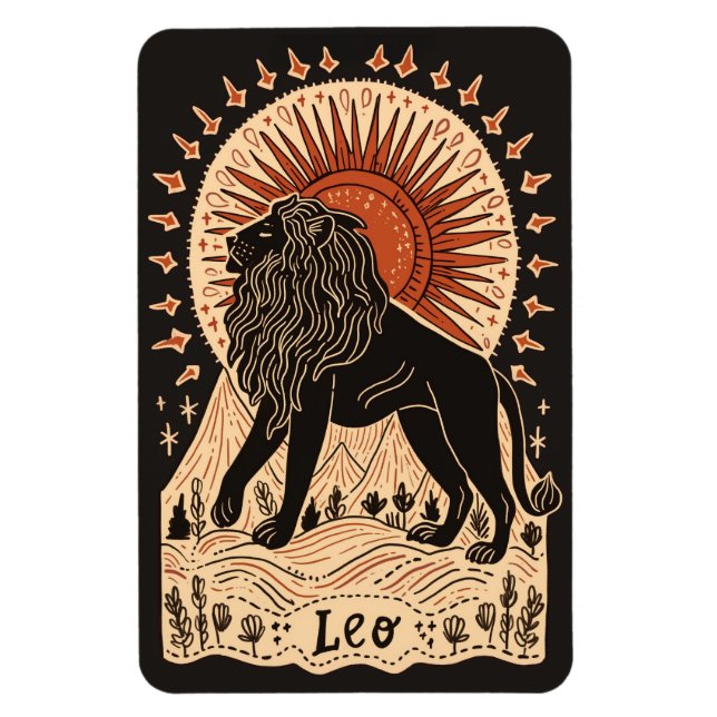Imán Magnate fotográfico flexible Leo Celestial Zodiac  (Vertical)