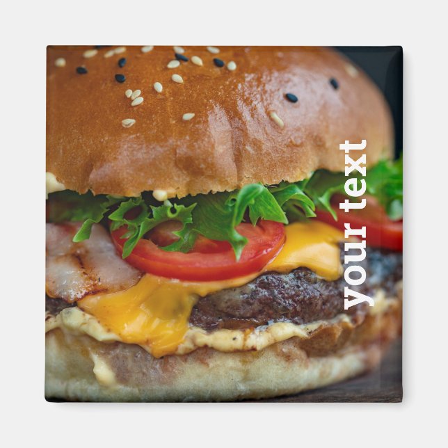 Imán Magnate fotográfico personalizado de Hamburger (Frente)