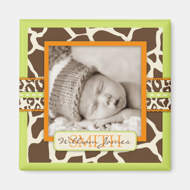 Imán Magnate fotográfico verde Safari Boy (Frente)