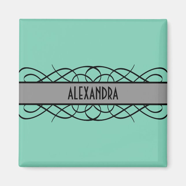 Imán Magnate Gris Deco Flourish (Frente)