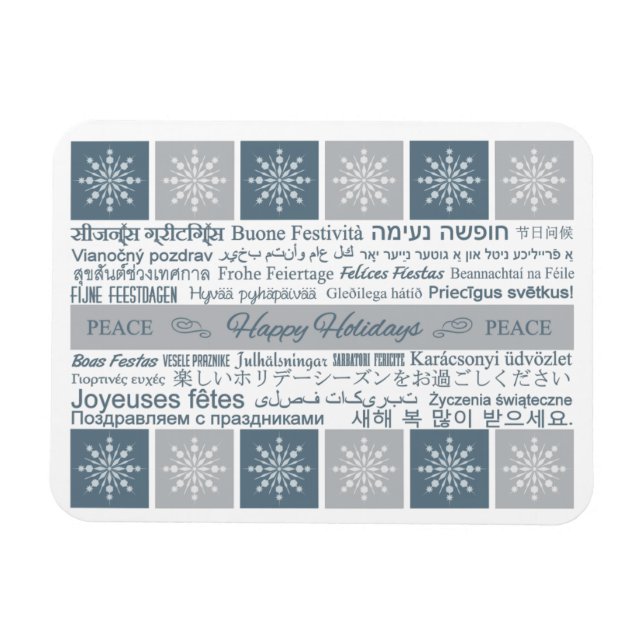Imán Magnate Happy Holidays multilingüe (Horizontal)