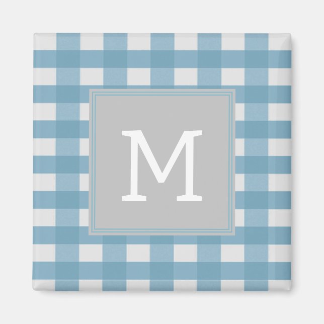 Imán Magnate Monograma de Blue Buffalo Plaid (Frente)