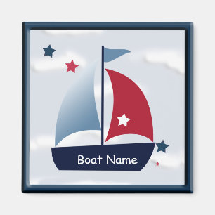 Imán Magnate Nautical Cute Sailboat Design