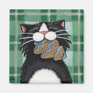 Imán Magnate negro de árboles de navidad y gatos