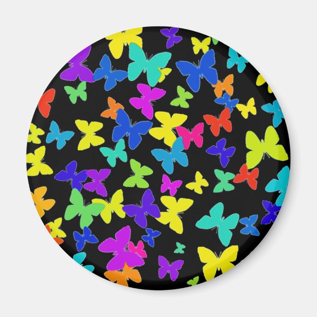Imán Magnate negro de mariposas (Frente)
