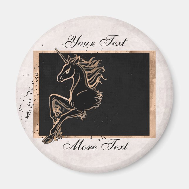 Imán Magnate negro de unicornio (Frente)