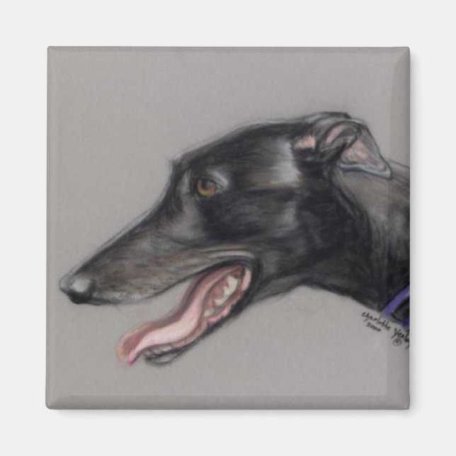 Imán Magnate original de arte de perro de Greyhound neg (Frente)