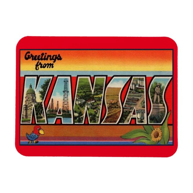 Imán Magnate para refrigerador de Kansas - viaje vintag (Horizontal)