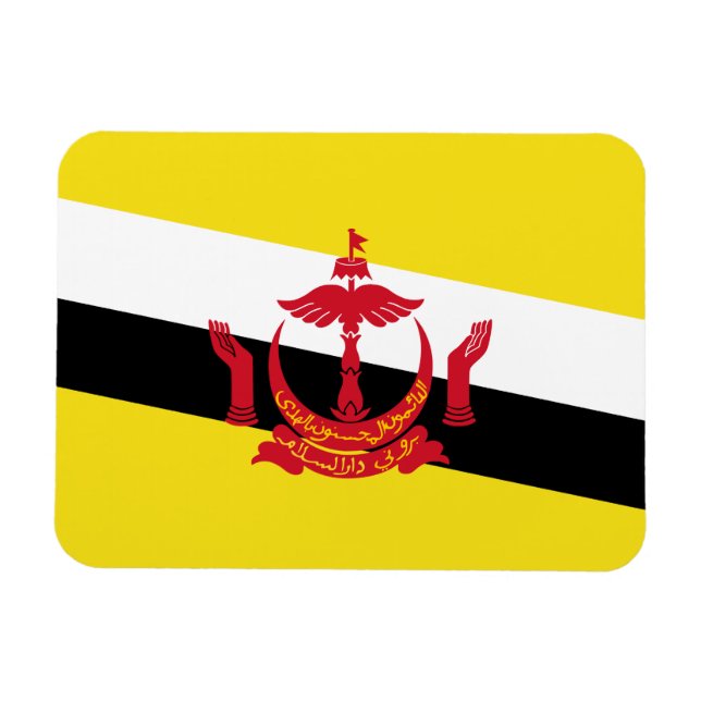 Imán Magnate Patriótico de Bandera de Brunei (Horizontal)
