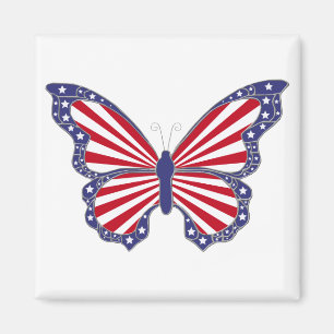 Imán Magnate Patriótico Rojo Blanco Y Azul Mariposa