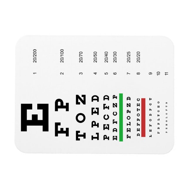 Imán Magnate Premium de Snellen Eye Chart (Horizontal)