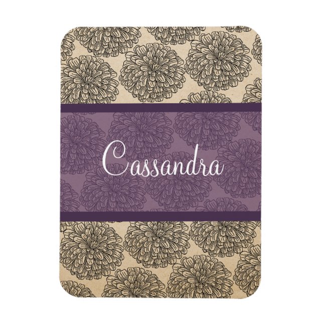 Imán Magnate Purple Vintage Zinnia Premium (Vertical)