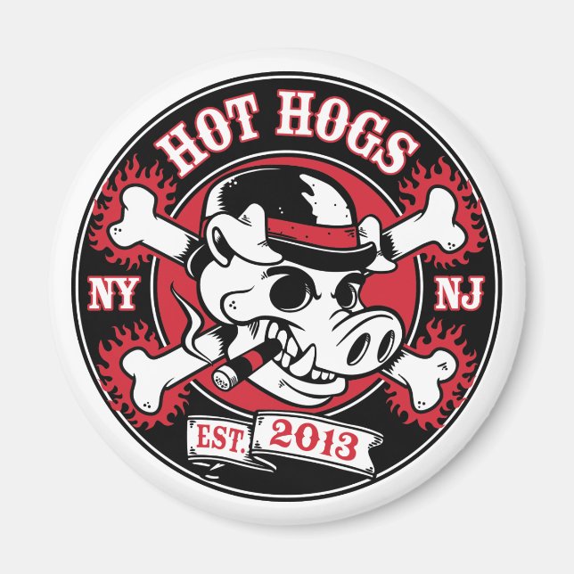 Imán Magnate redondo Hot Hogs™ (Frente)