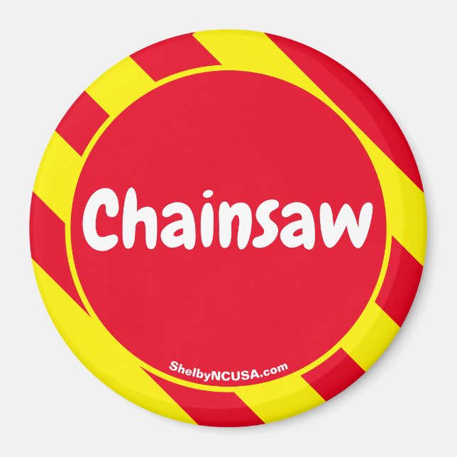 Imán Magnate Rojo/Amarillo de Chainsaw (Frente)