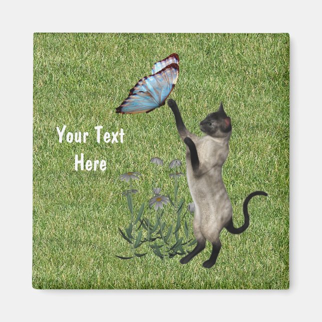 Imán Magnate Siamés De Gatos Y Mariposa (Frente)