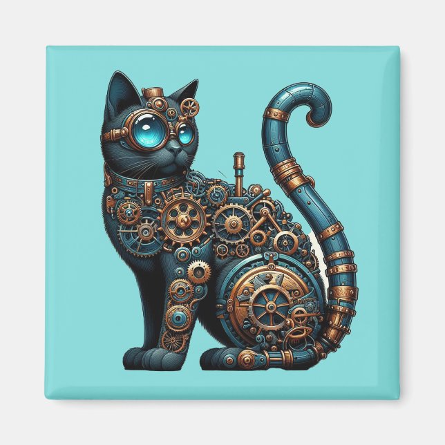 Imán Magnate Steampunk Cat (Frente)