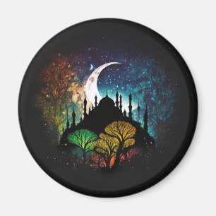 Imán Magnate surrealista de silueta de masjid islámico