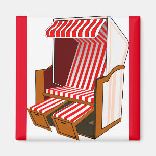 Imán Magnate temático sobre la silla de playa roja y bl