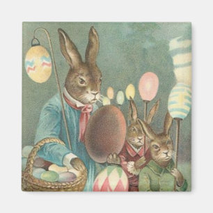 Imán Magnate vintage de vacaciones de conejo de Pascua