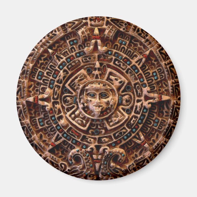 Imán Magnates artísticos "AZTEC SUN CALENDAR" (Frente)