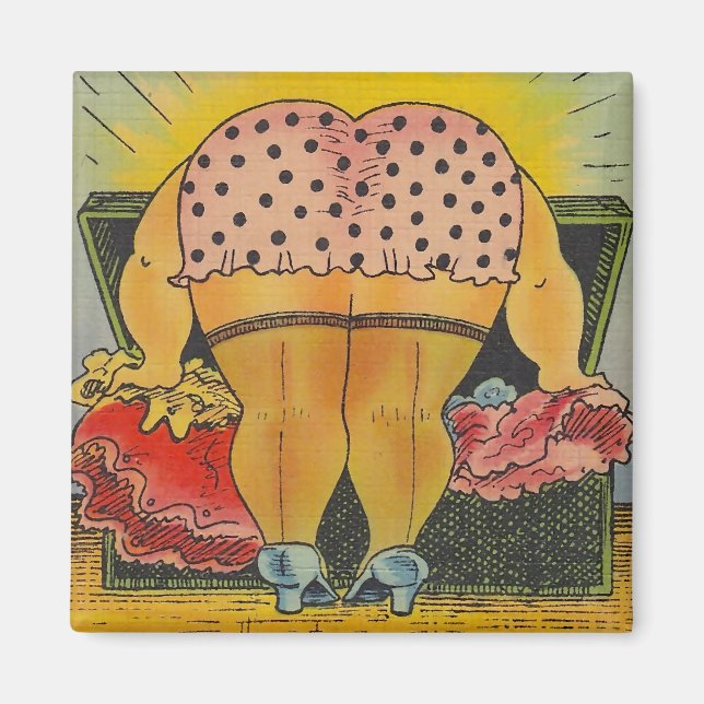 Imán Magnates Bloomeros de puntos de polka rosa y negro (Frente)